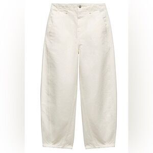 ZARA Jeans Ecru Balloon Fit Barrel Jeans Size 14